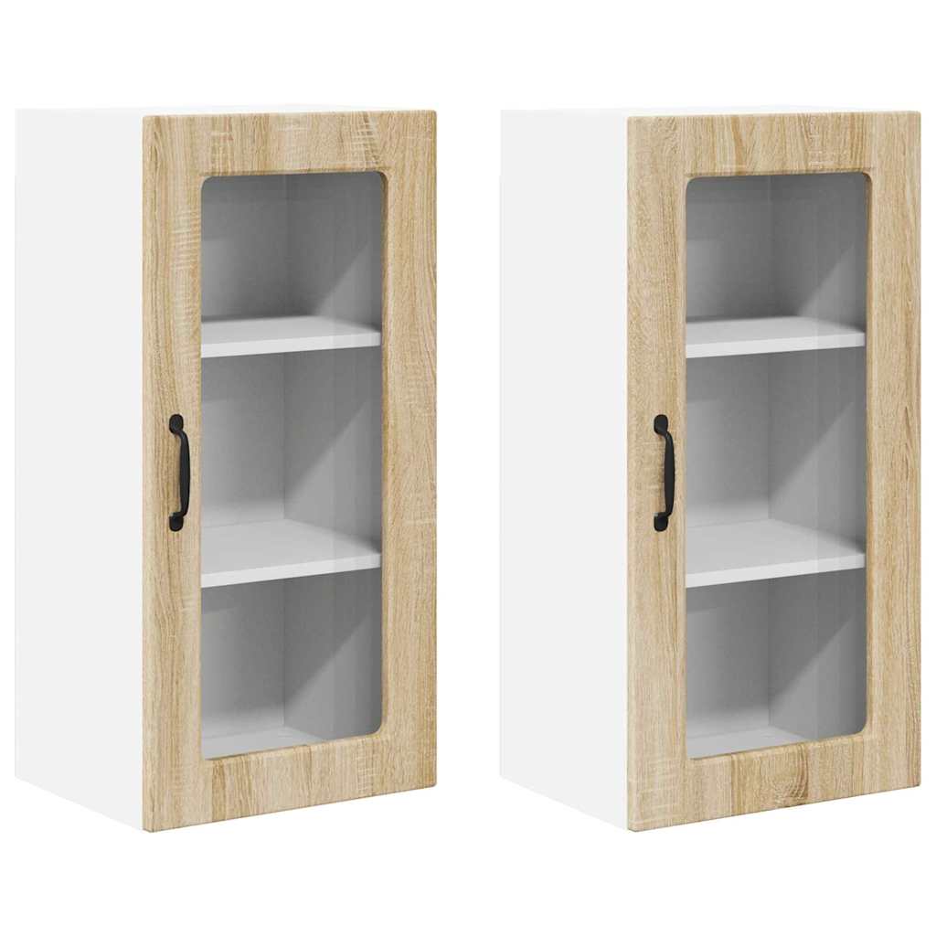 Kitchen Wall Cabinet with Door 2 pcs Sonoma Oak 40 x 31 x 80 cm