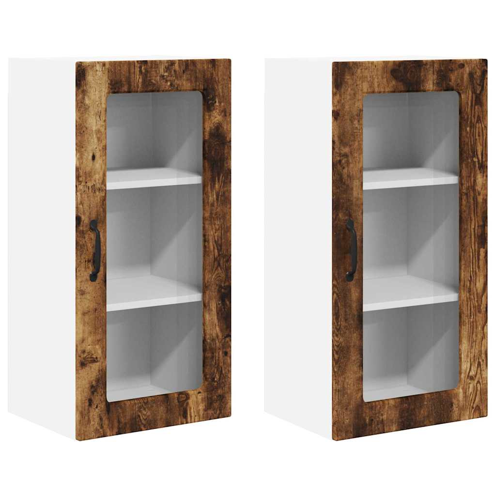 Kitchen Wall Cabinet with Door 2 pcs Smoked Oak 40 x 31 x 80 cm