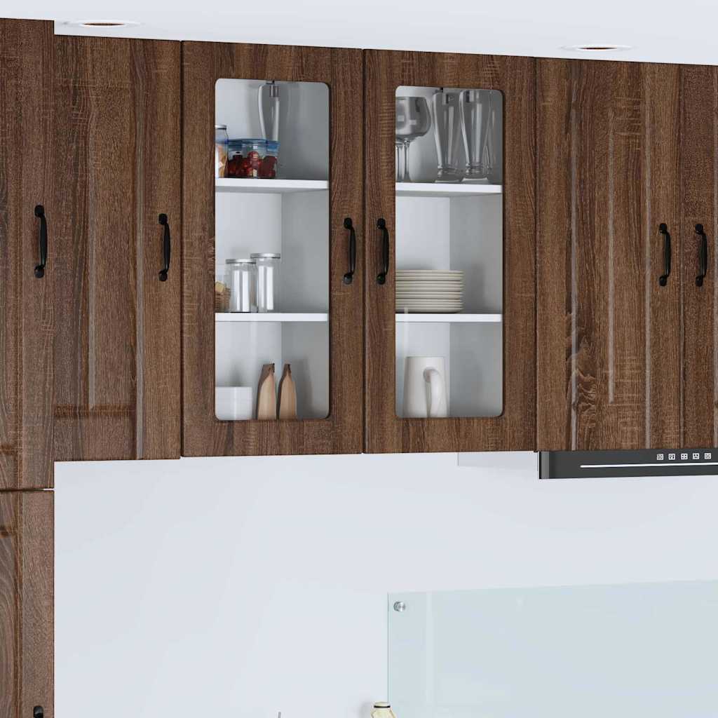 Kitchen Wall Cabinet with Shelf 2 pcs Brown Oak 40 x 31 x 80 cm