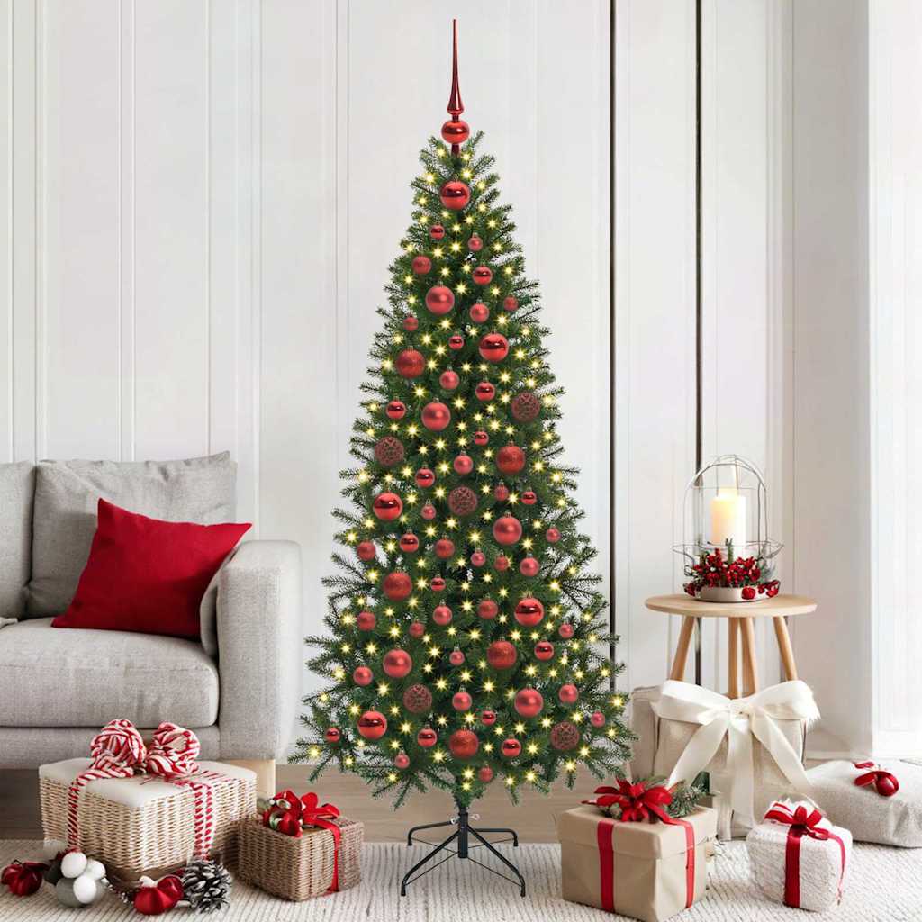 60 Piece Christmas Ball Set With Peak And 150 Leds White&Gey