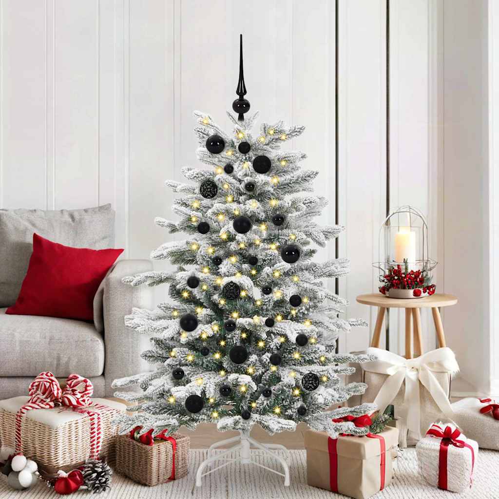 60 Piece Christmas Ball Set With Peak And 150 Leds White&Gey
