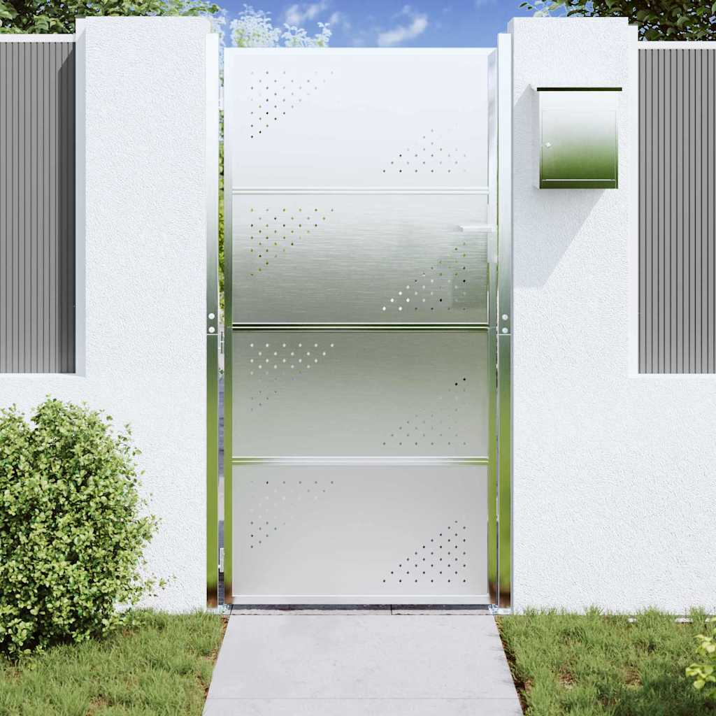 vidaXL Garden Gate with Lock Silver 85 x 174 cm Stainless Steel
