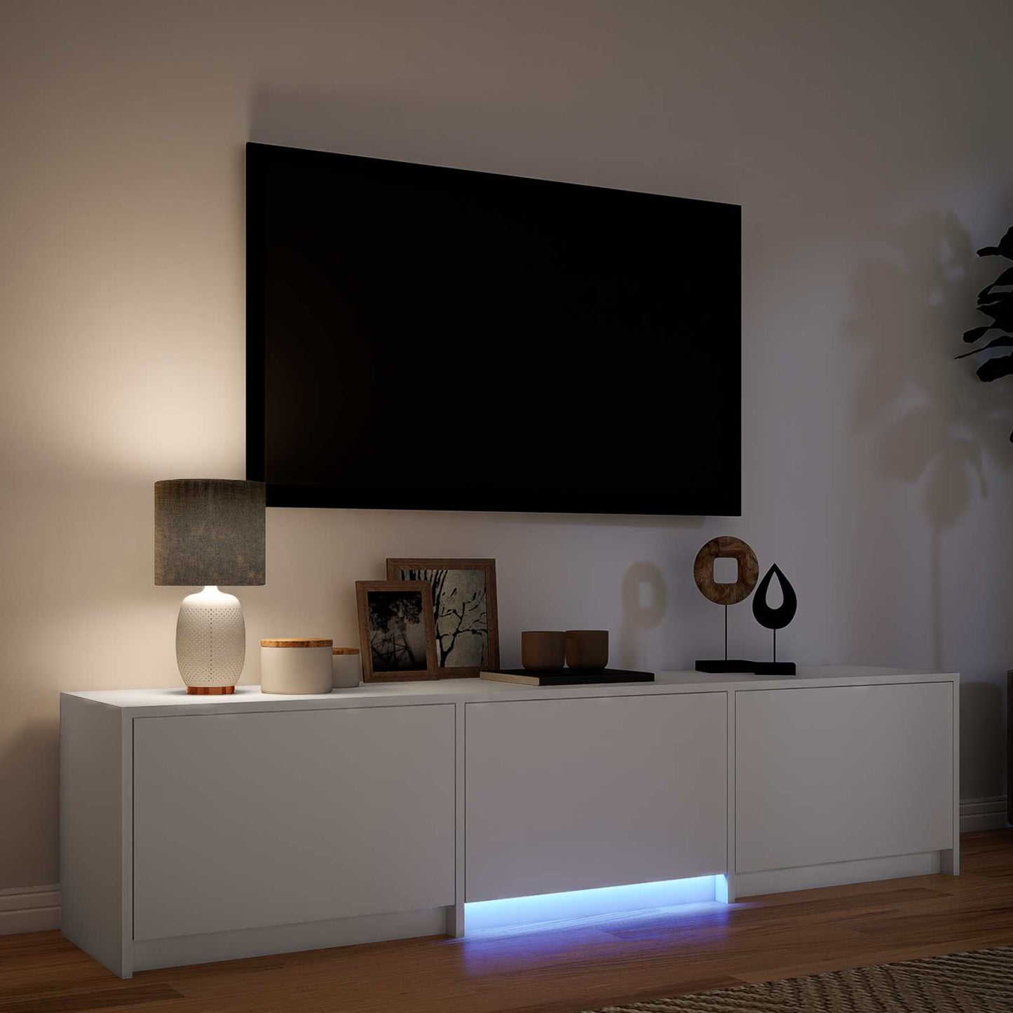 vidaXL TV Cabinet with LED White 165 x 34 x 40 cm Engineered Wood