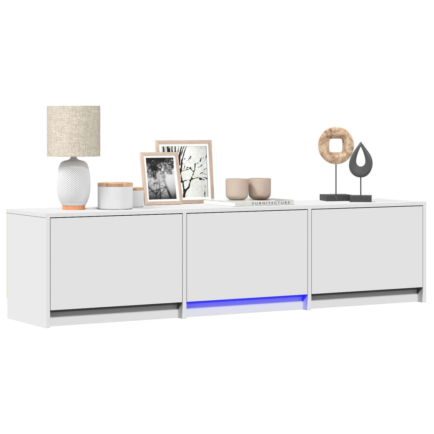 vidaXL TV Cabinet with LED White 165 x 34 x 40 cm Engineered Wood