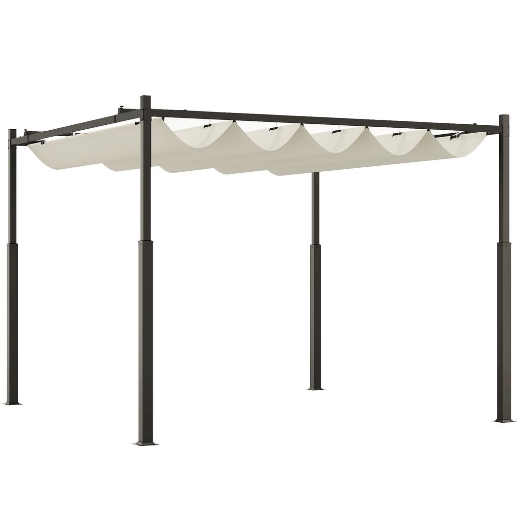 Outsunny 3 x 3(m) Pergola with Retractable Roof, 80mm Metal Column