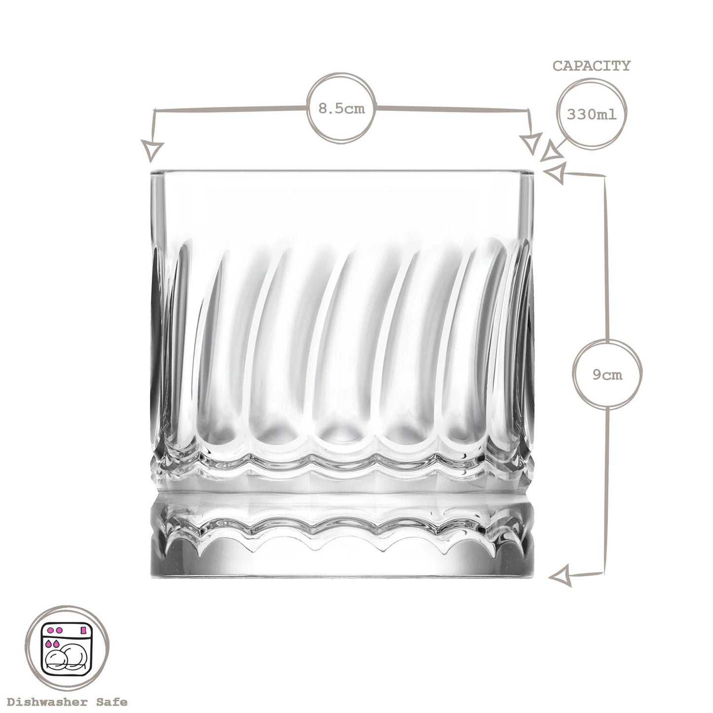 330ml Wave Whisky Glasses - Pack of 6
