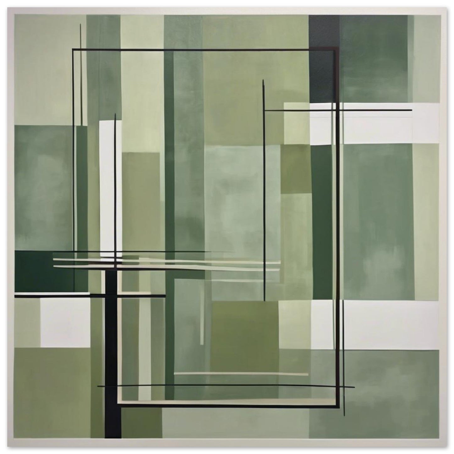 Sage Green Abstract Wall Art Print – Minimalist Geometric Poster, Modern Neutral Scandinavian Living Room Decor