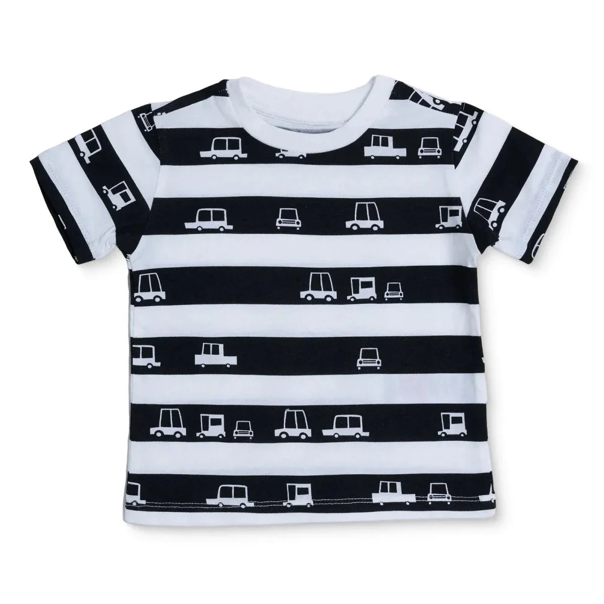 HelloBaby Boys T-shirt Vehicle Print Crew Neck Short Sleeve - Ecru