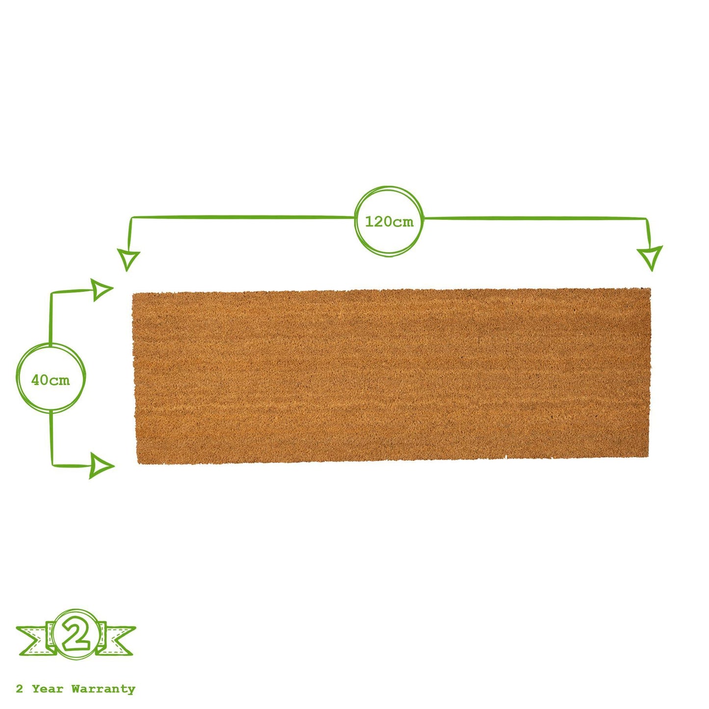 120cm x 40cm Brown Coir Double Door Mat