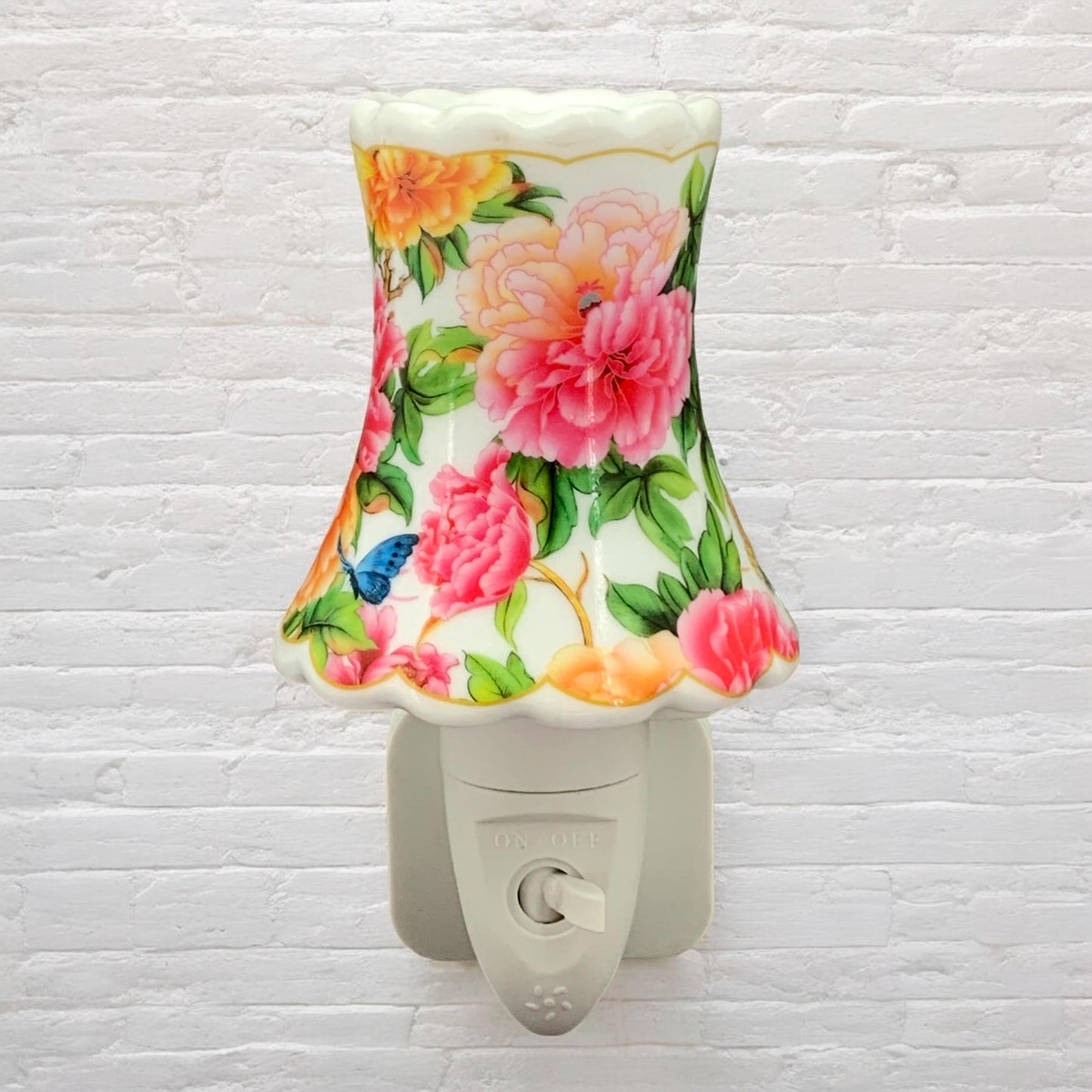 8 INCH FLORAL LED NIGHTLIGHT ORANGE AND PINK