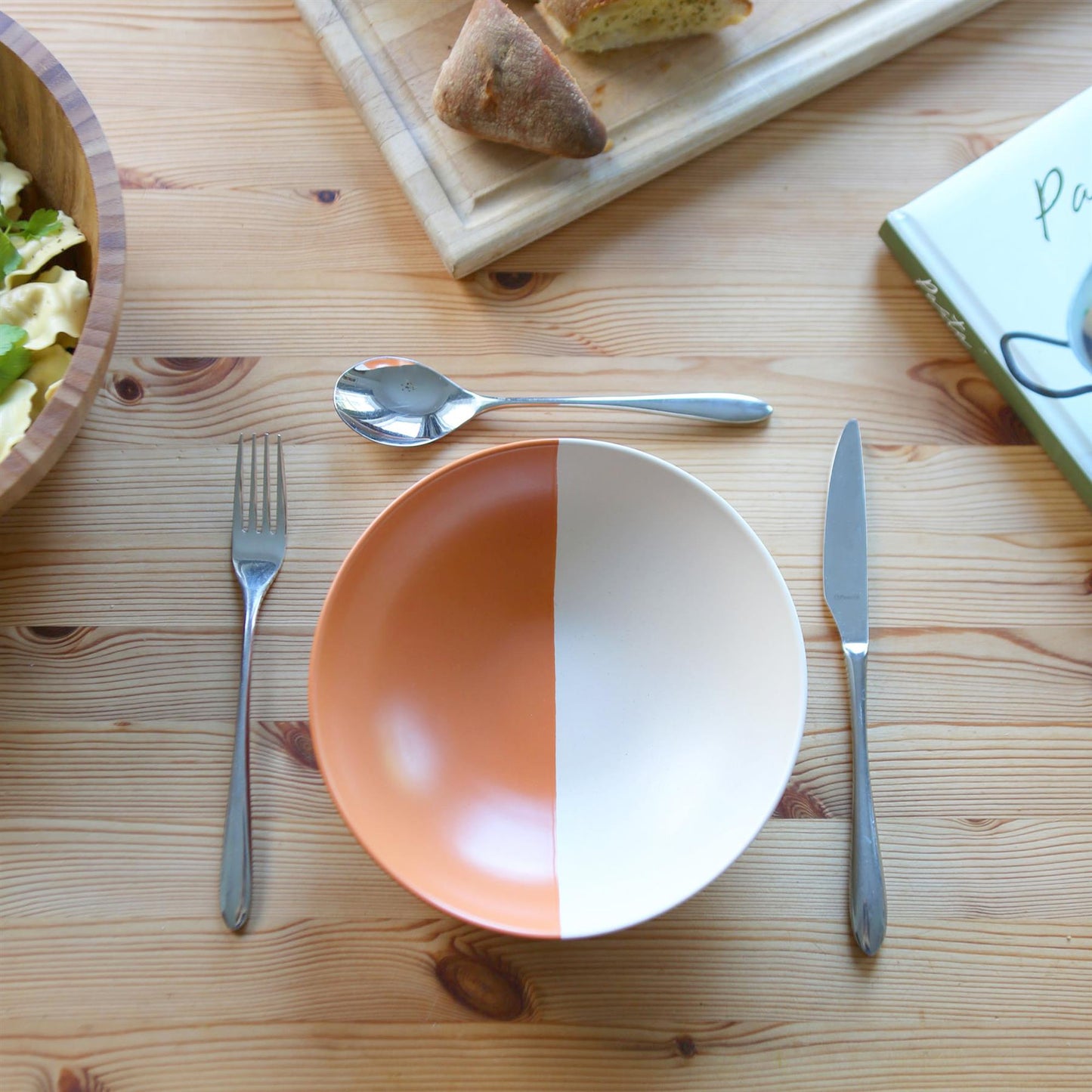 Colour Block Stoneware Pasta Bowl - 20.5cm