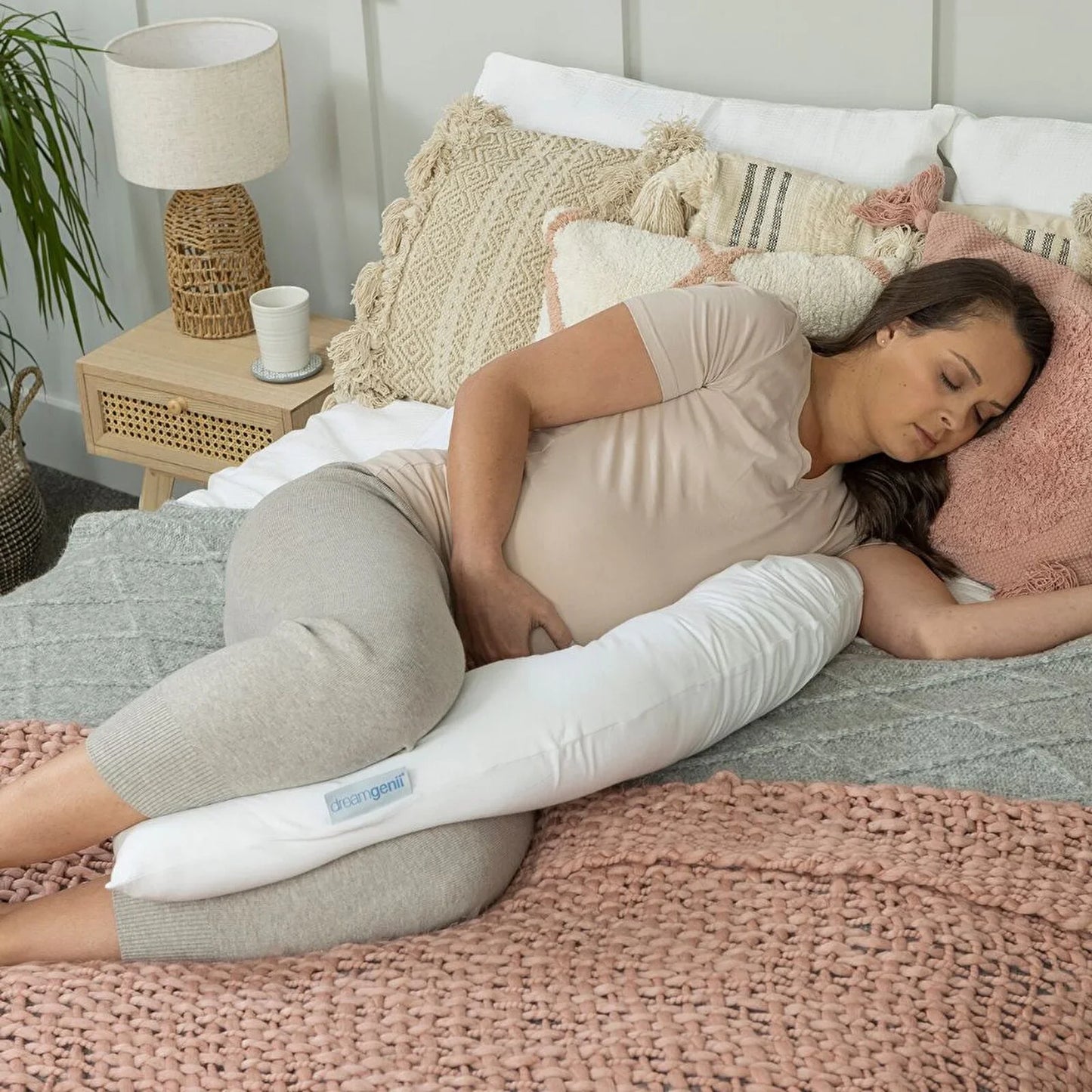 Dreamgenii Support and Feeding Pillow - White Cotton Jersey