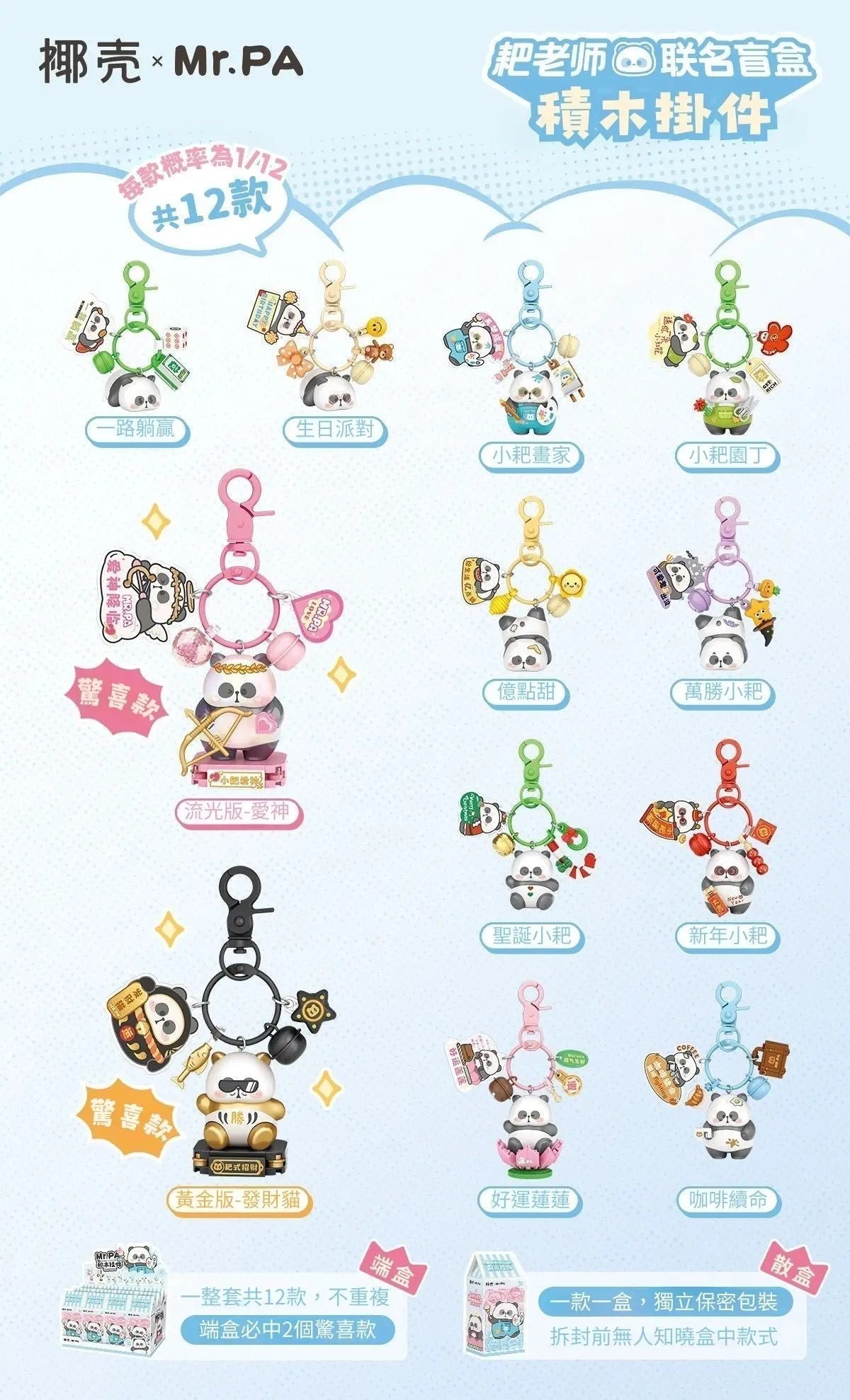 LOZ MR. Panda Keychain Blind Box 7400 12 to collect!
