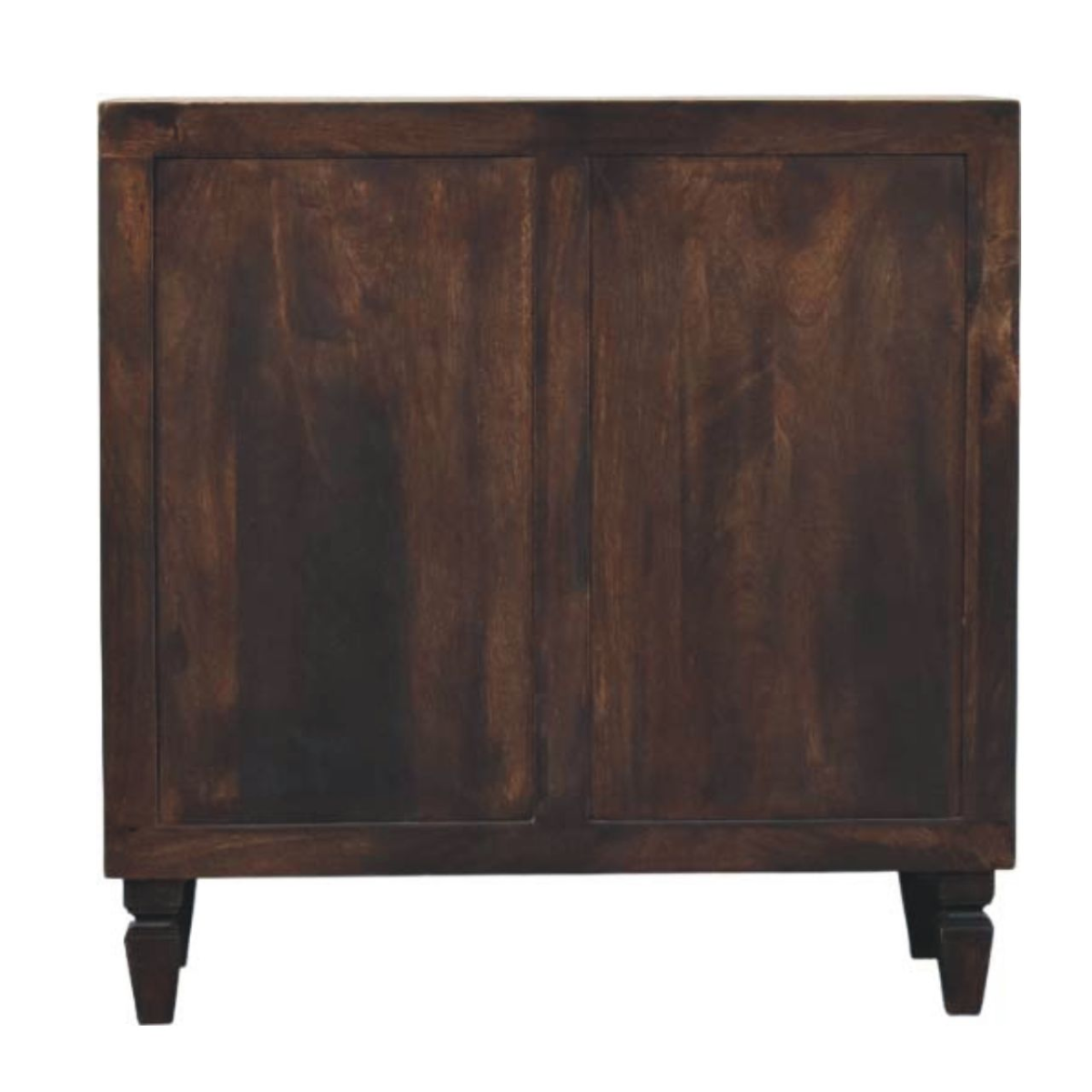 Artisan Furniture Solid Wood Vesta Textured Cabinet, 2 Doors, 2 Shelves, Dark Brown