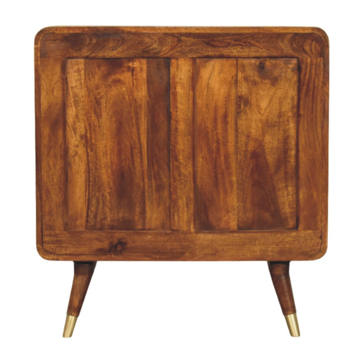 Artisan Furniture Solid Wood Avora Brass Embossed 2 Door Chestnut Cabinet, Dark Brown & Golden