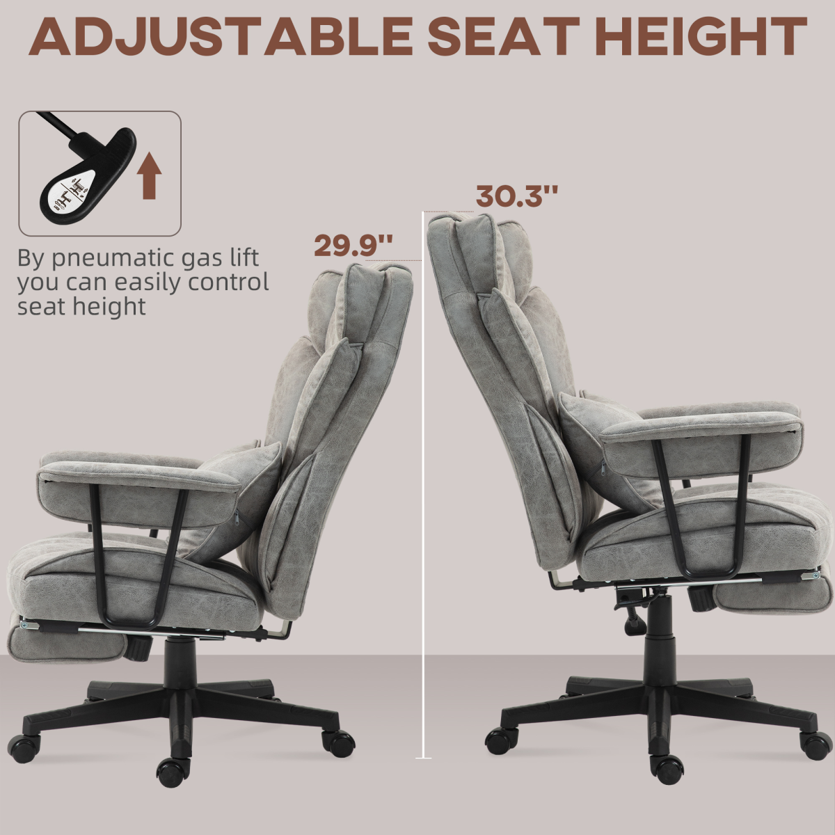 HOMCOM Massage Office Chair, Heated Reclining Desk Chair, Grey