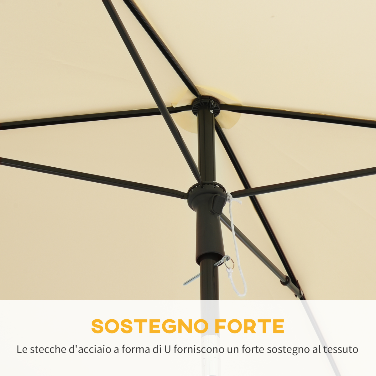 Aluminium Sun Parasol Garden Tilting Umbrellas Patio Rectangular, 2x1.25m, Beige