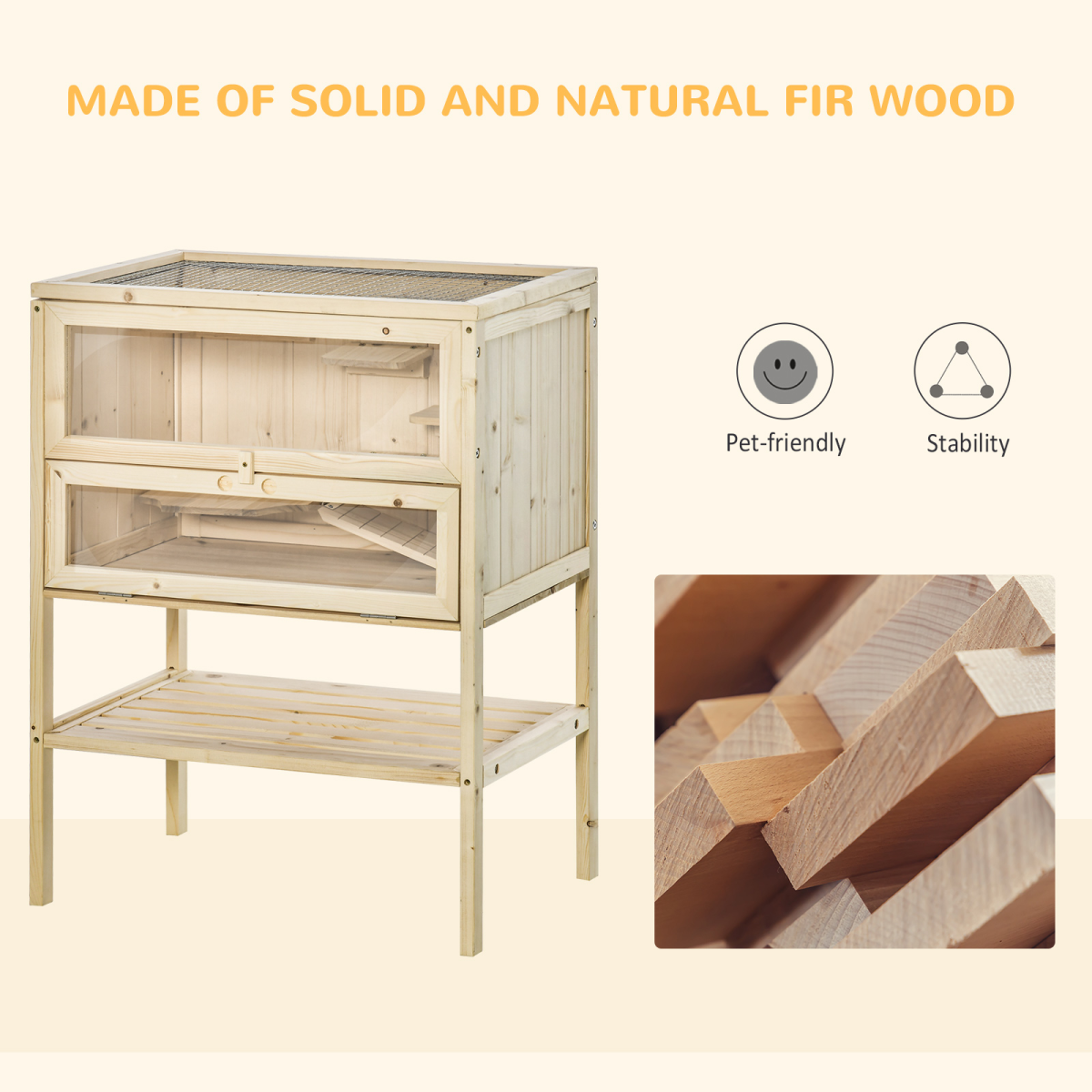 Hamster Cage House Pet Play Exercise 3 Tiers Mouse Wooden Fir Small Animals