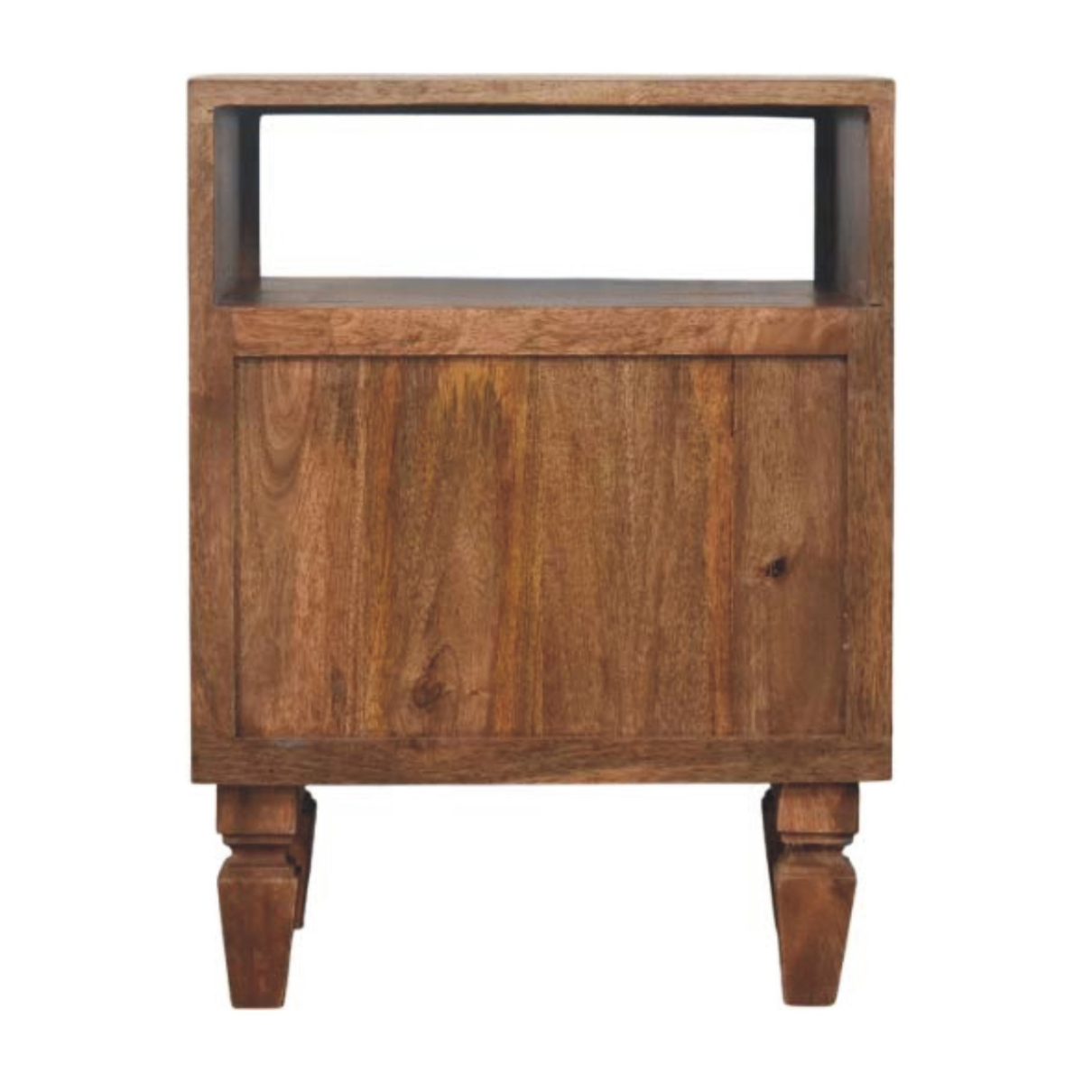 Artisan Furniture Solid Wood Arno Bedside in Golden Teak, 2 Drawers, 1 Open Slot, Beige