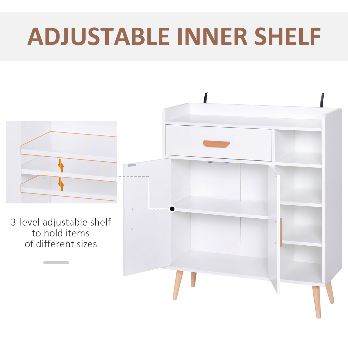 Side Cabinet Hallway Storage Unit Home Console Table Organiser White