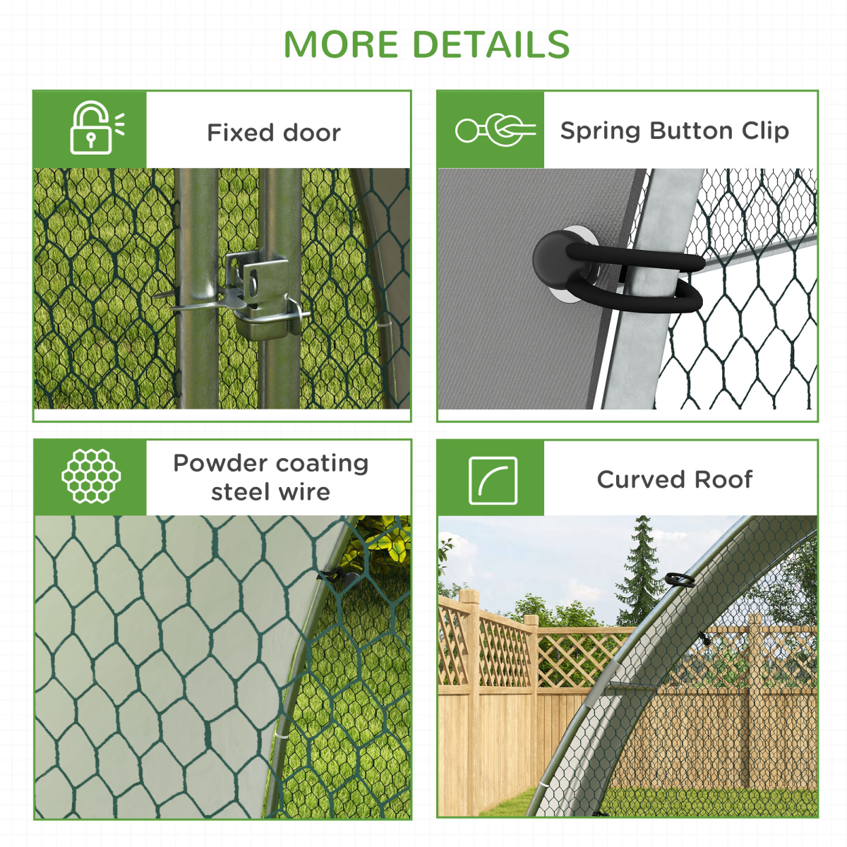 PawHut Walk-In Chicken Run with Cover, for 4-6 Chickens, 3 x 1.9 x 2.2m