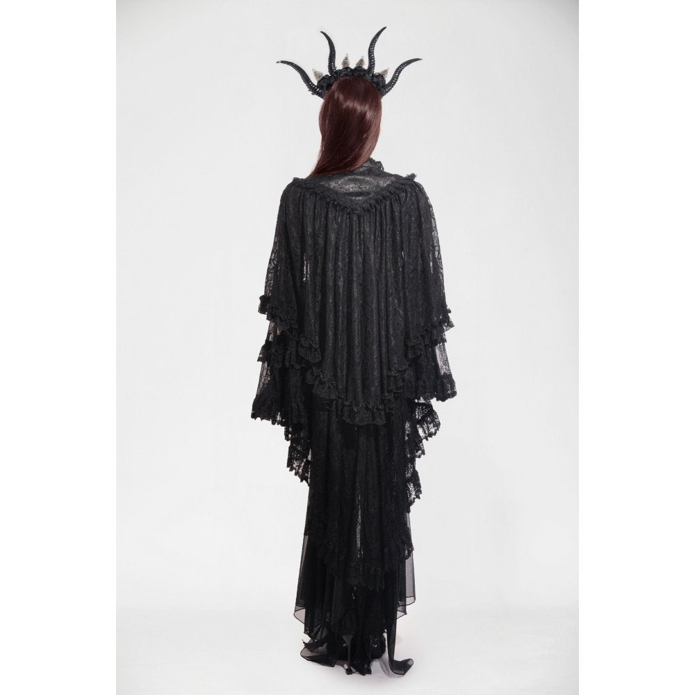 Dark in Love Zuri Vintage Lace Cape with Flowing Sleeves