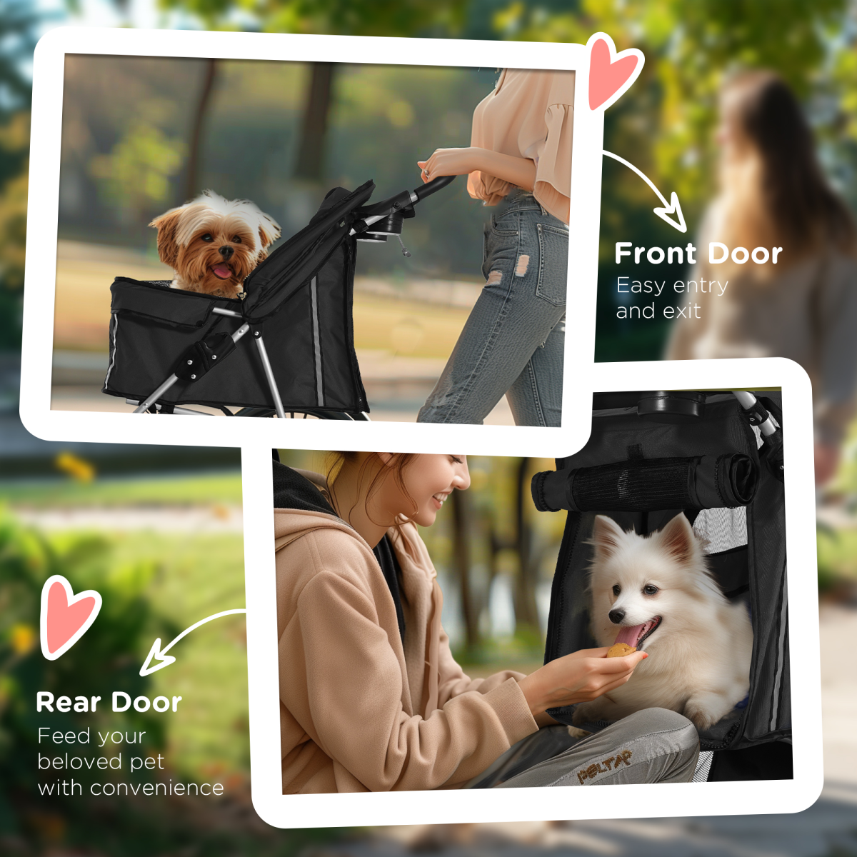 Pet Stroller Carrier Foldable Deluxe Jogger Walk Travel Dog Cat Black