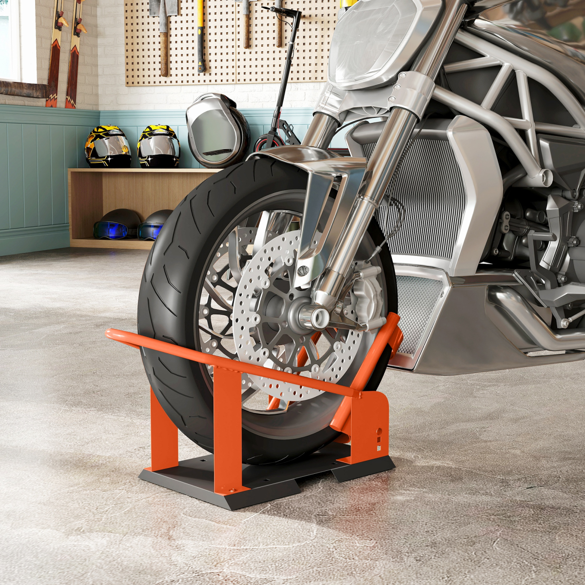 HOMCOM 816.5 kg Motorcycle Wheel Chock, Motorcycle Front Wheel Chock Holder