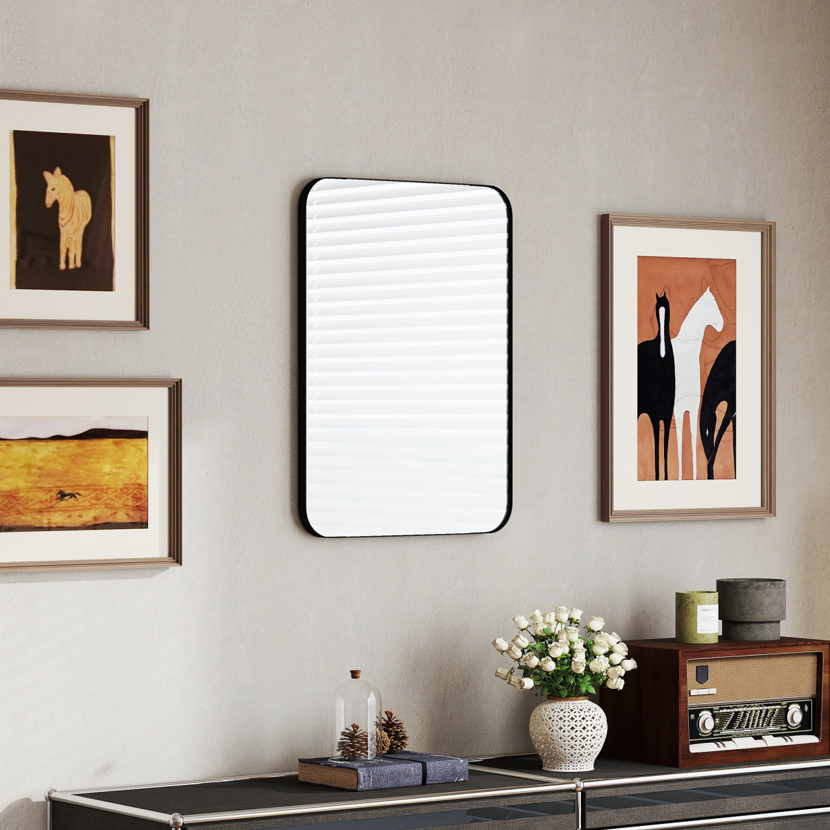 HOMCOM Rectangle Mirror, Wall Mirror with Steel Frame for Bathroom