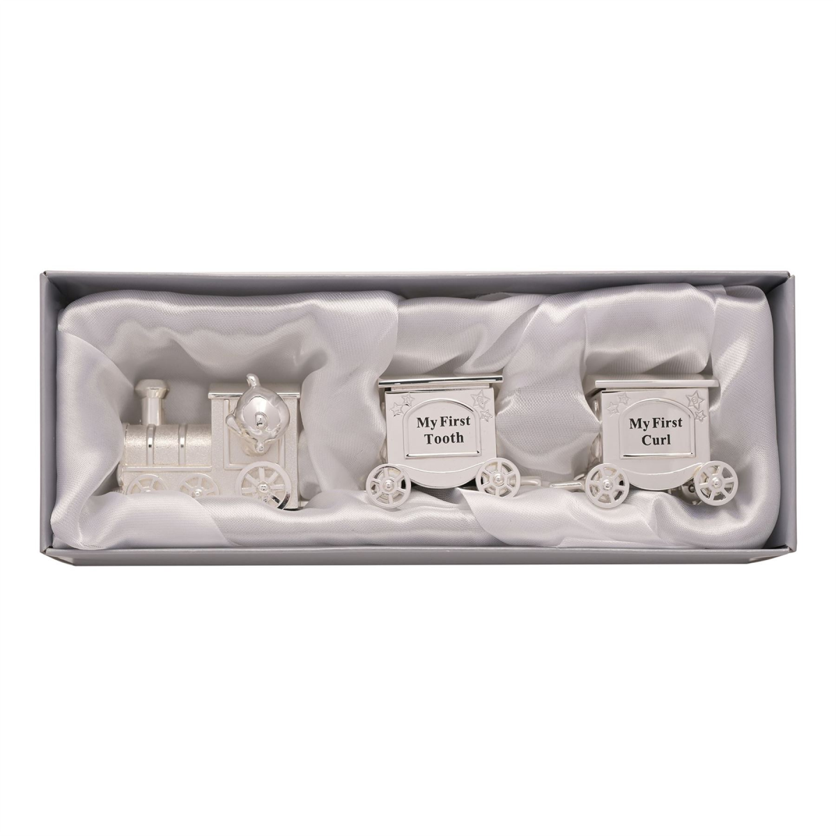 Silverplated First Tooth & Curl Set Train with 2 Carriages