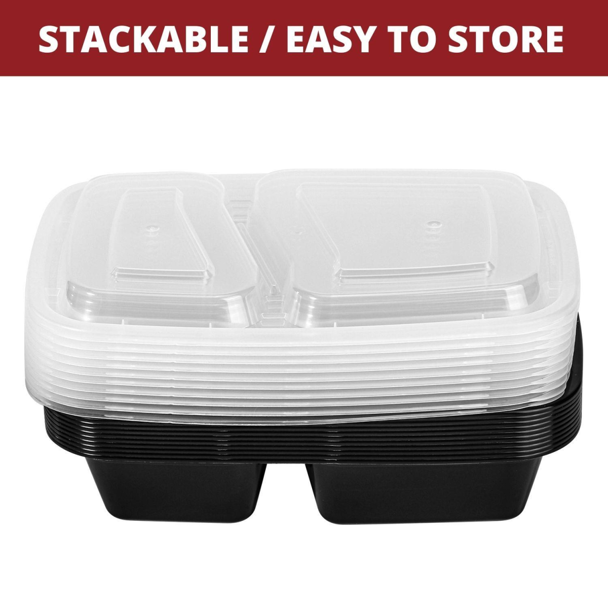 VINSANI 10pk 2 COMPARTMENTS MEAL PREP CONTAINERS 1010424 X 2