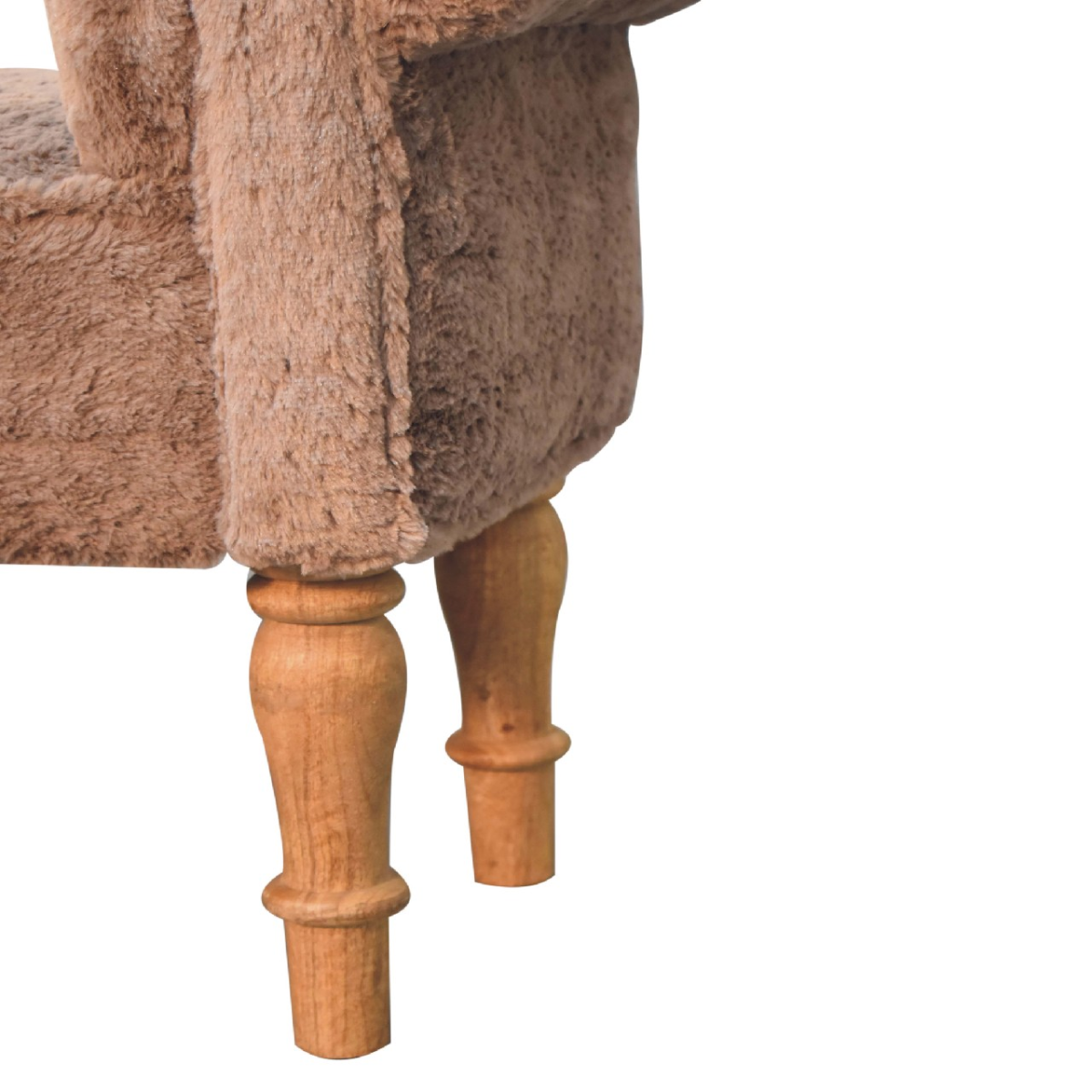 Artisan Furniture Solid Wood Mocha Faux Fur Bedroom Bench