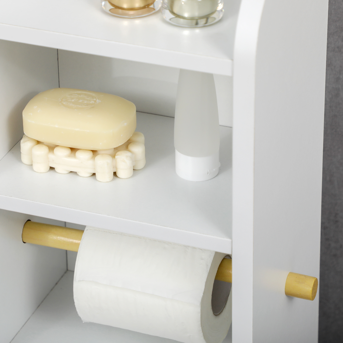 kleankin Freestanding Bathroom Storage Unit with Adjustable Shelf, White