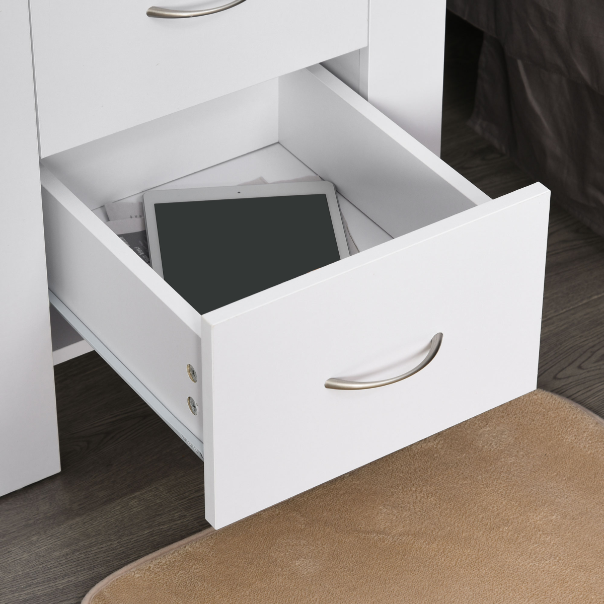 Particle Board 2-Drawer Bedside Table White