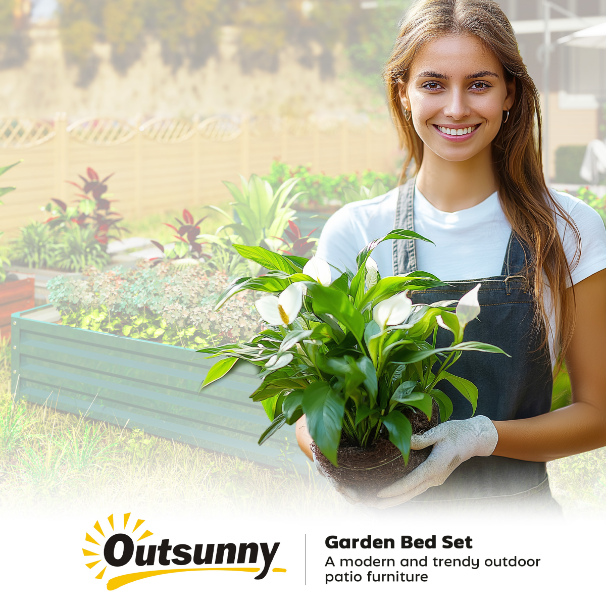 Raised Garden Bed Gardner Frame Outdoor Planter Kit Flower Vegetables Green