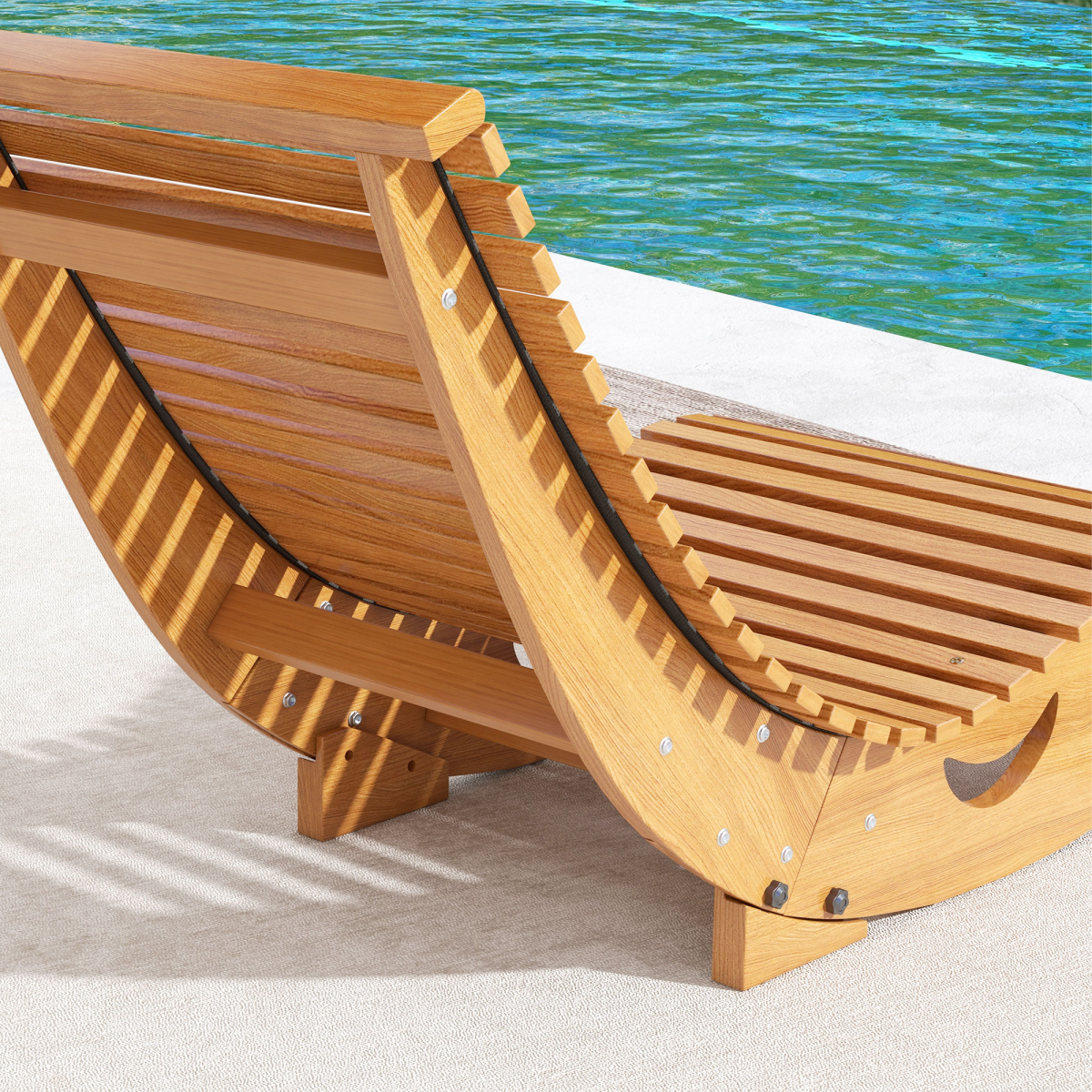 Outsunny Outdoor Rocking Chair w/ Slatted Seat, Wooden Rocking Chair, Teak