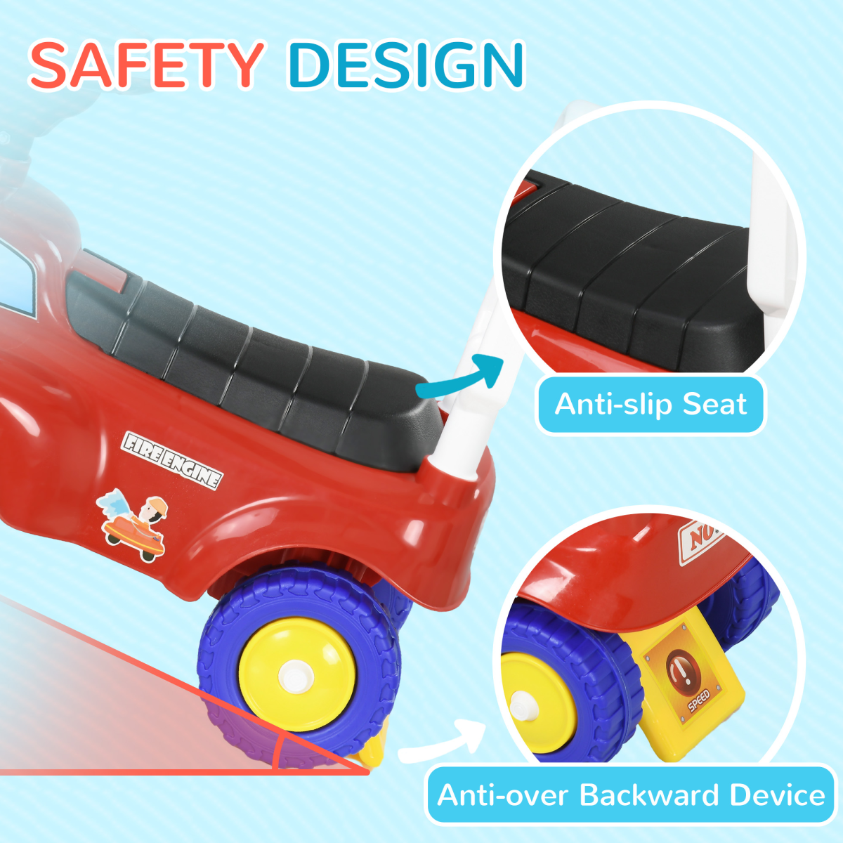 AIYAPLAY Ride On Car Foot to Floor Design with Under Seat Storage, Red