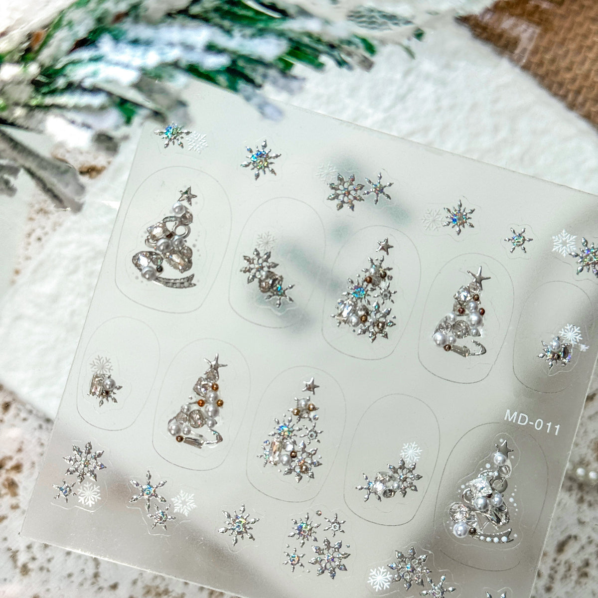 Hello Claws | Silver Christmas Tree Nail Deco Sticker