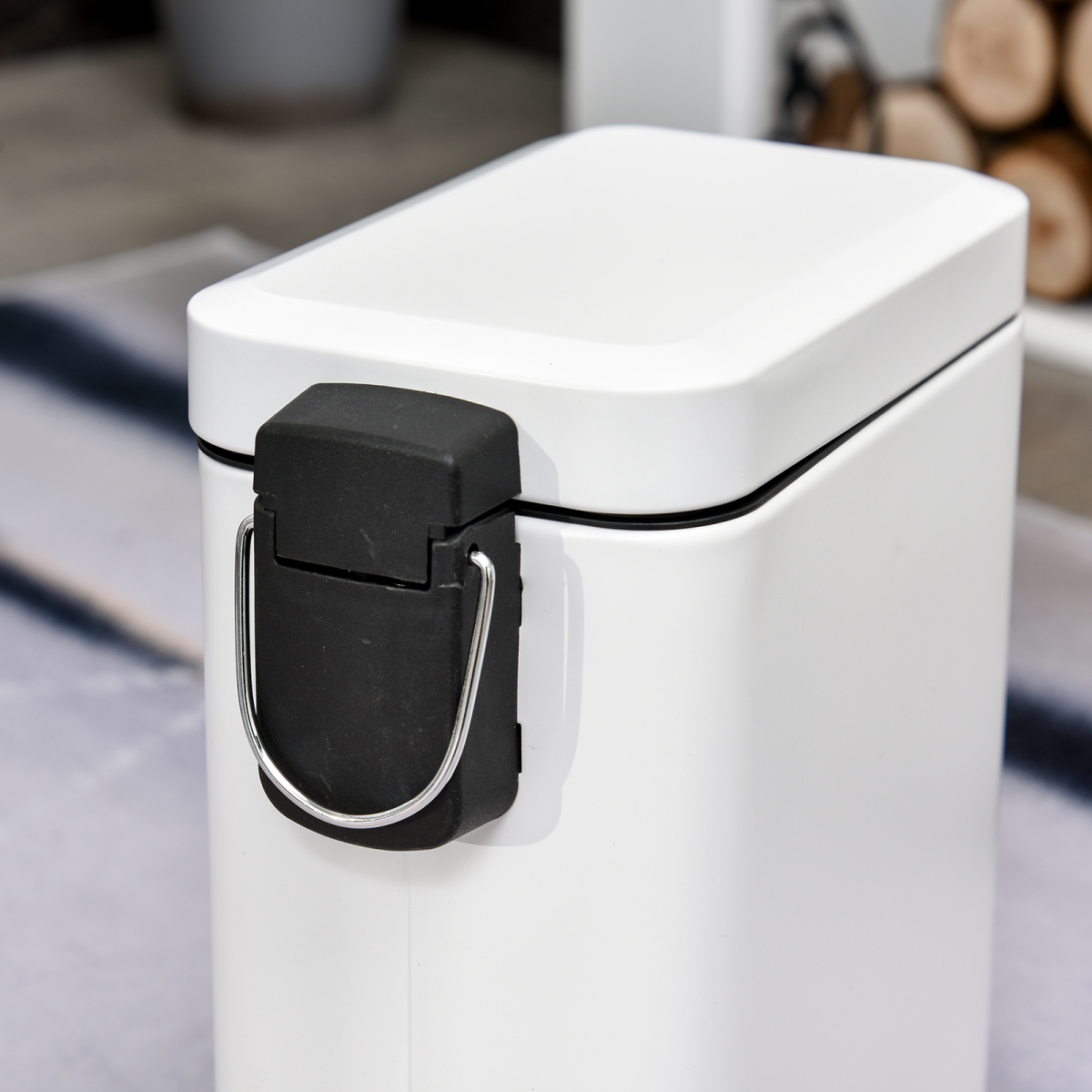 5L Rectangular Steel Pedal Bin White