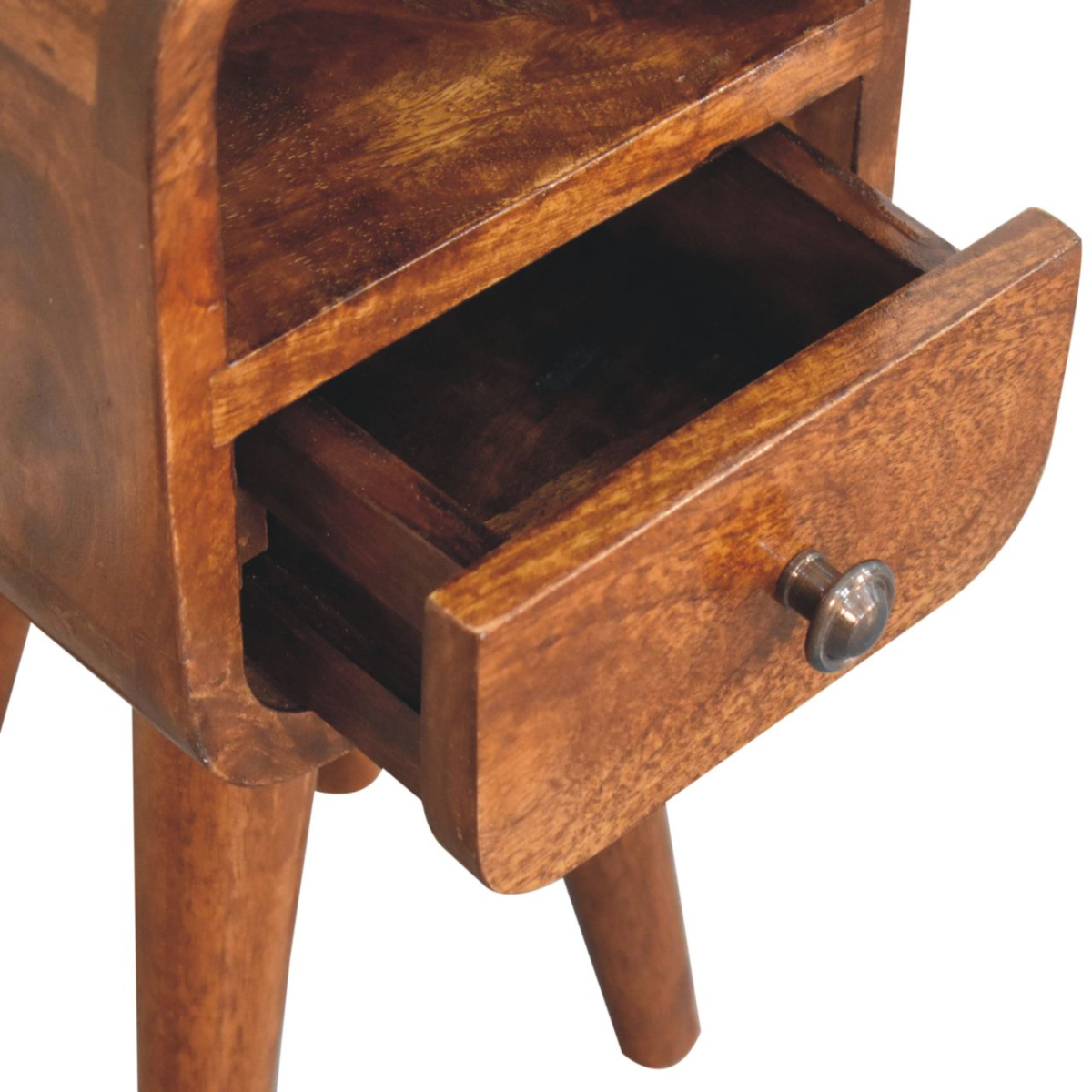 Artisan Furniture Solid Wood Extra Mini Chestnut Curve Open Slot Bedside