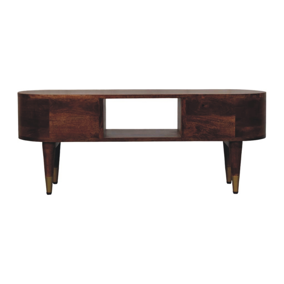 Artisan Furniture Solid Wood Two-Drawer Open-Slot Media Unit, Dark Brown
