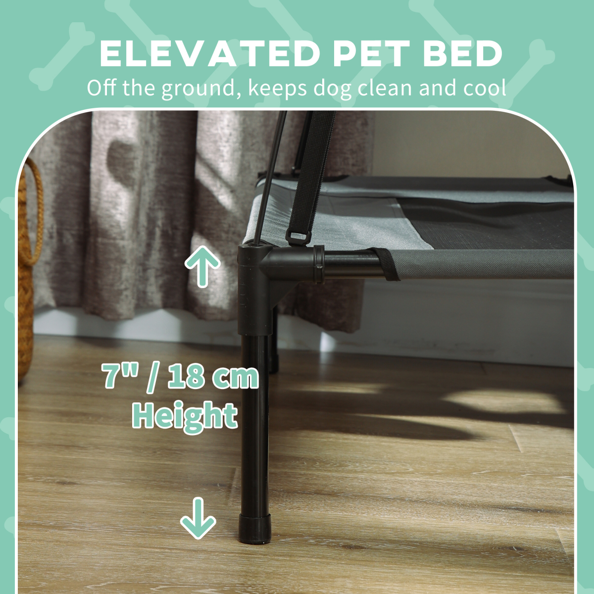 76 cm Elevated Dog Bed Cooling Raised Pet Cot UV Protection Canopy Grey Pawhut