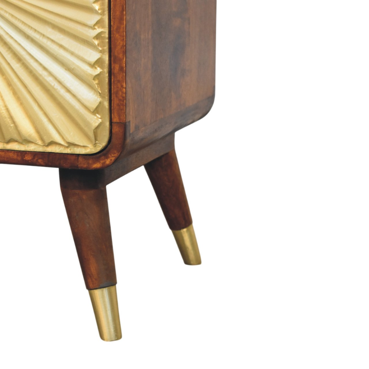 Artisan Furniture Solid Wood Avora Brass Embossed 2 Drawer Chestnut Nightstand