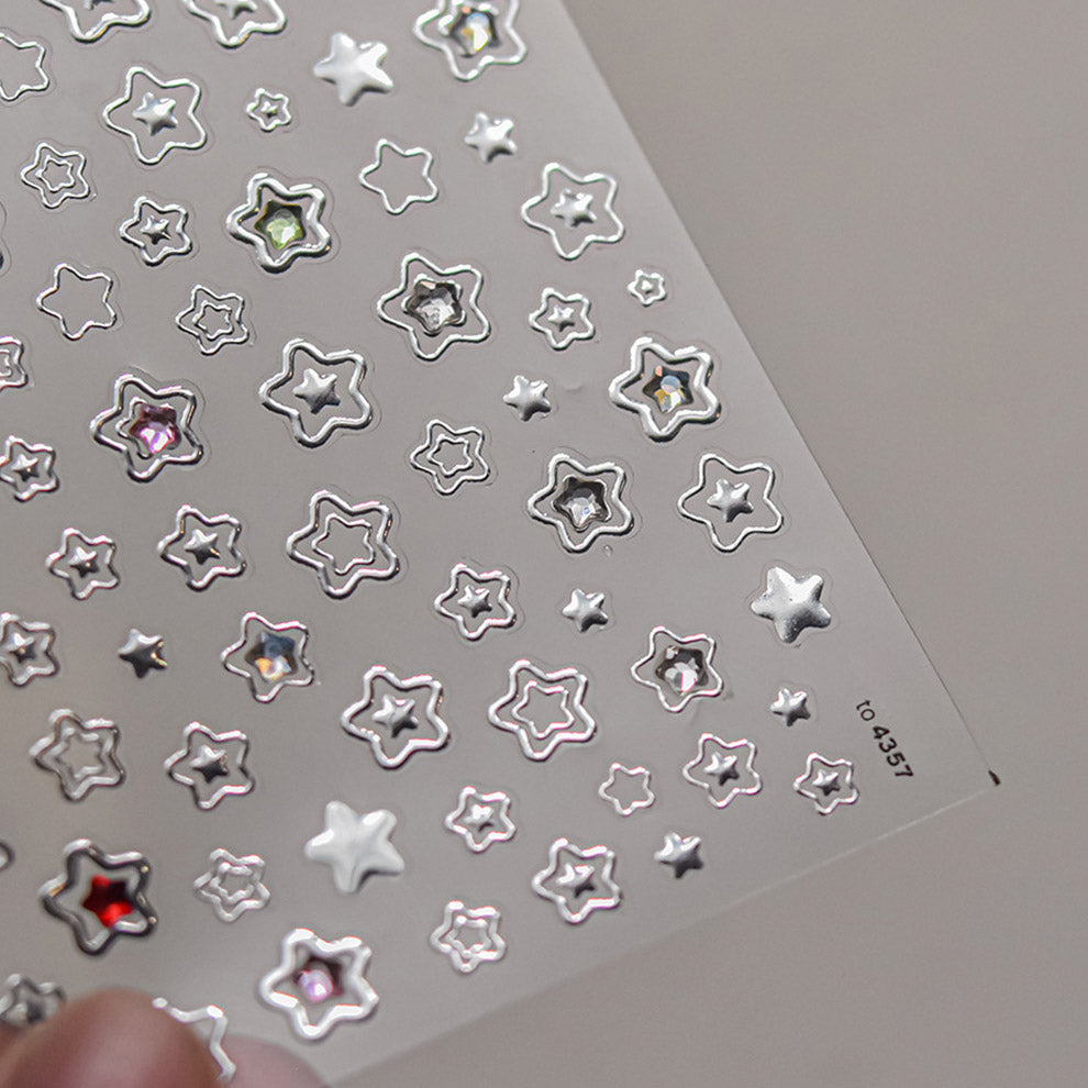 Hello Claws | Silver Star Heart 5D Nail Deco Sticker