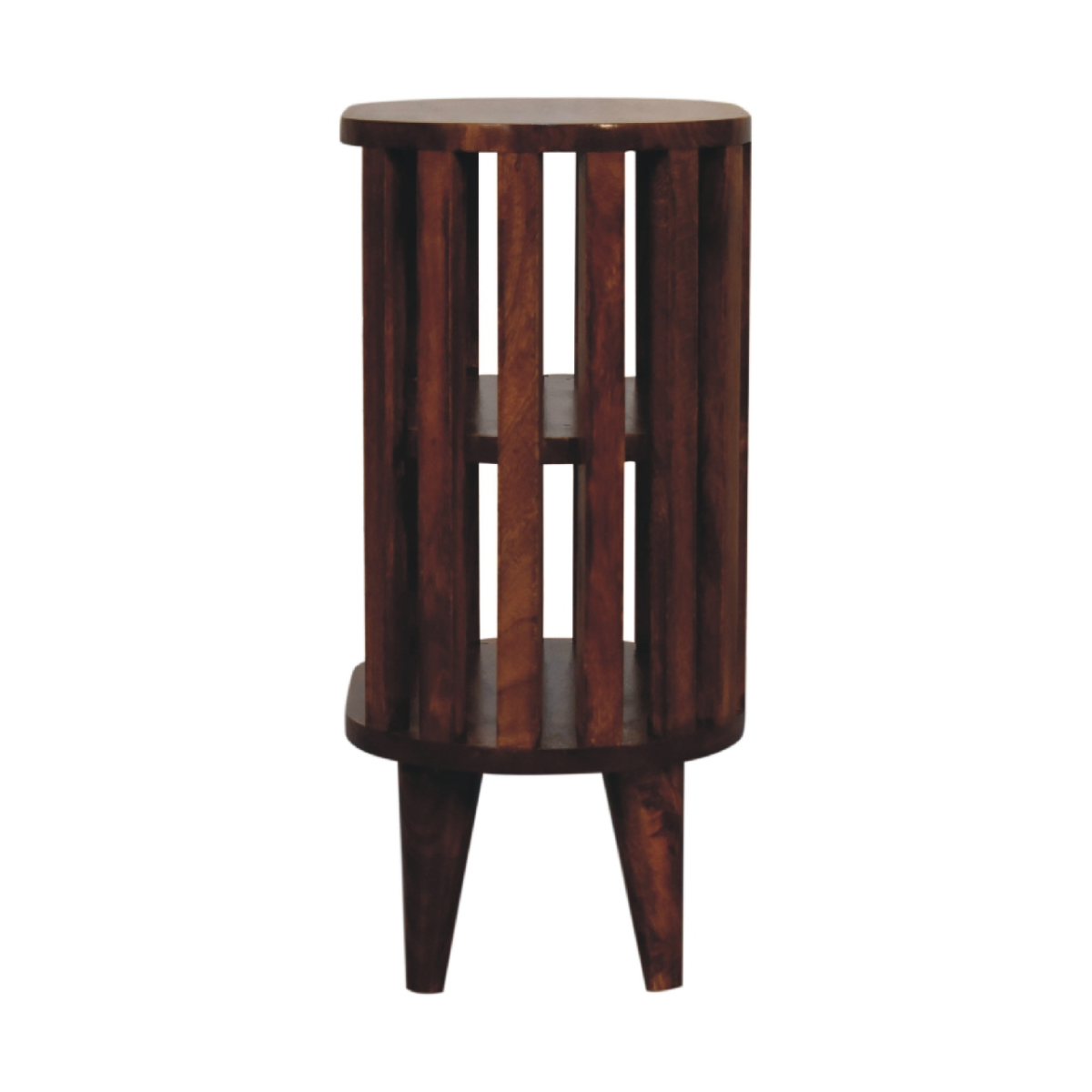 Artisan Furniture Solid Wood Ariella Double Shelf Chestnut Bedside, Brown, 2 Shelves