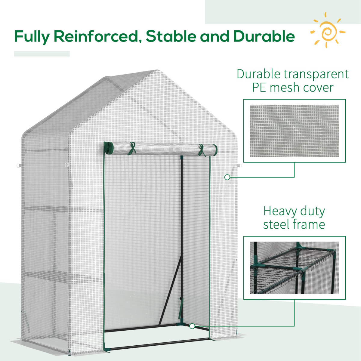 Greenhouse for Outdoor, Portable Gardening Plant Grow House w/ Shelf Outsunny