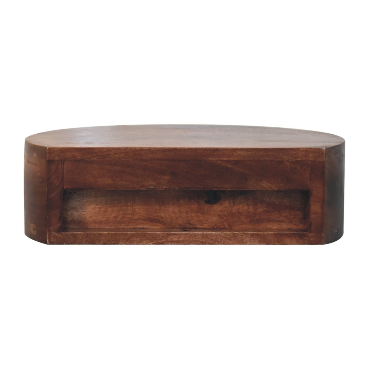 Artisan Furniture Solid Wood Honey Caramel Wall Mounted Rounded Bedside, 1 Drawer, Dark Brown