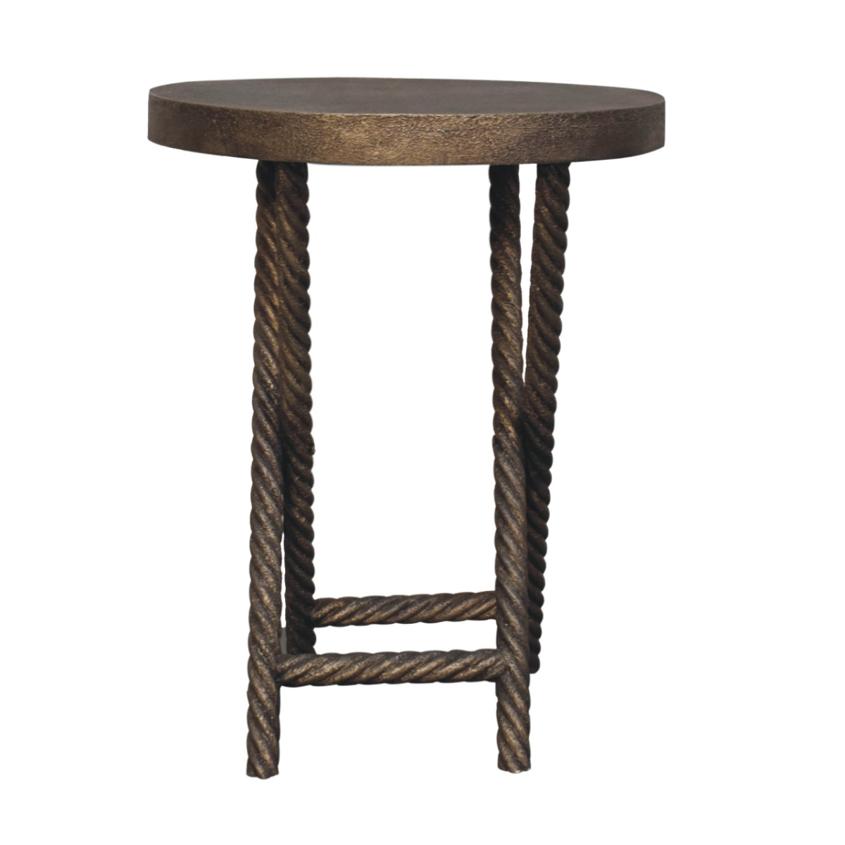 Artisan Furniture Solid Wood Metallic Rope Side Table