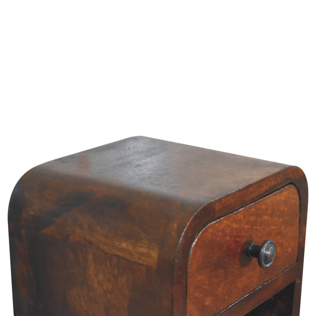 Artisan Furniture Solid Wood Extra Mini Curved Chestnut Bedside with Open Slot