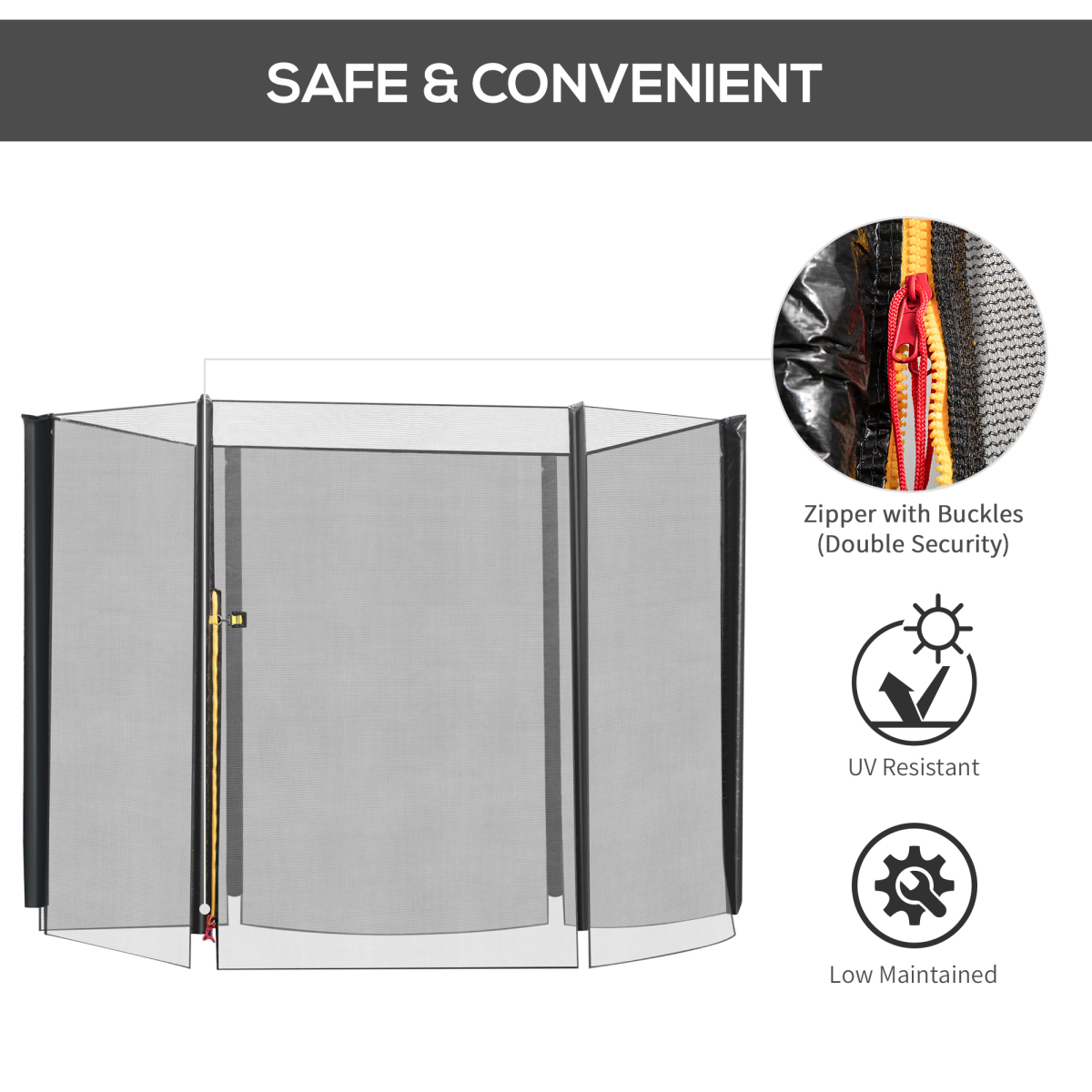 8' Trampoline Bounce Safety Fence Round Trampoline Enclosure Net HOMCOM